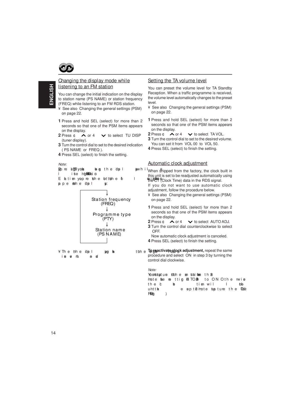 JVC KS-FX815, KS-FX915R manual Changing the display mode while, Listening to an FM station, Setting the TA volume level 