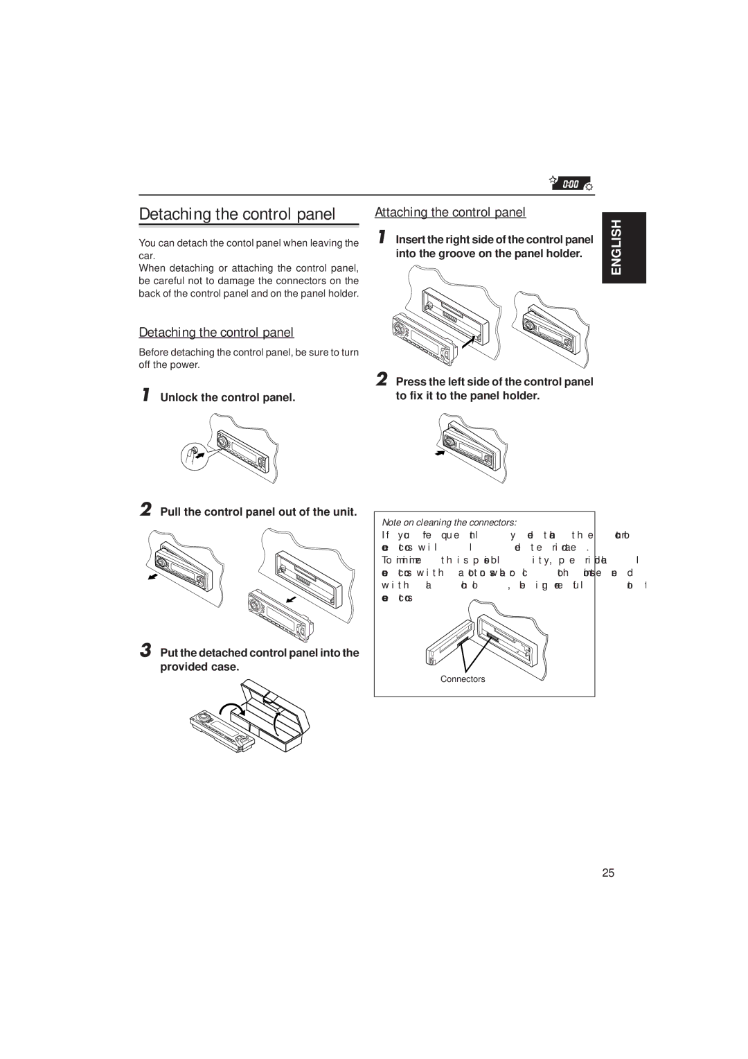 JVC KS-FX915R, KS-FX815 manual Detaching the control panel, Attaching the control panel 