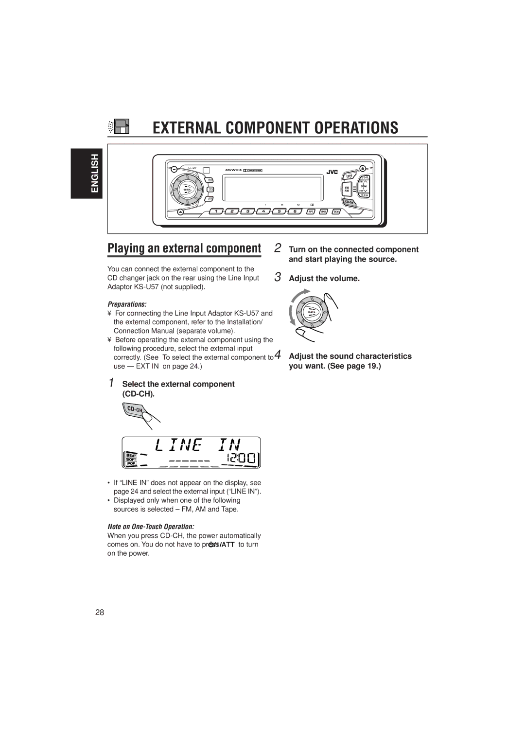 JVC KS-FX815, KS-FX915R manual External Component Operations, Select the external component CD-CH 