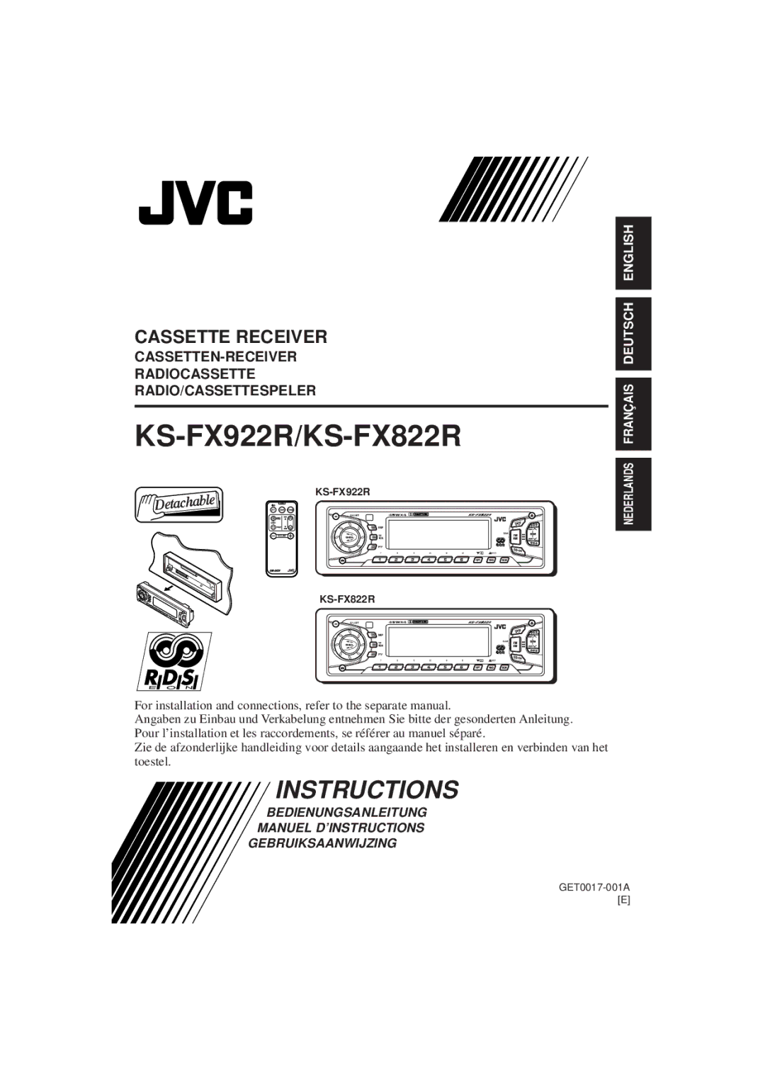 JVC manual KS-FX922R/KS-FX822R, GET0017-001A E 