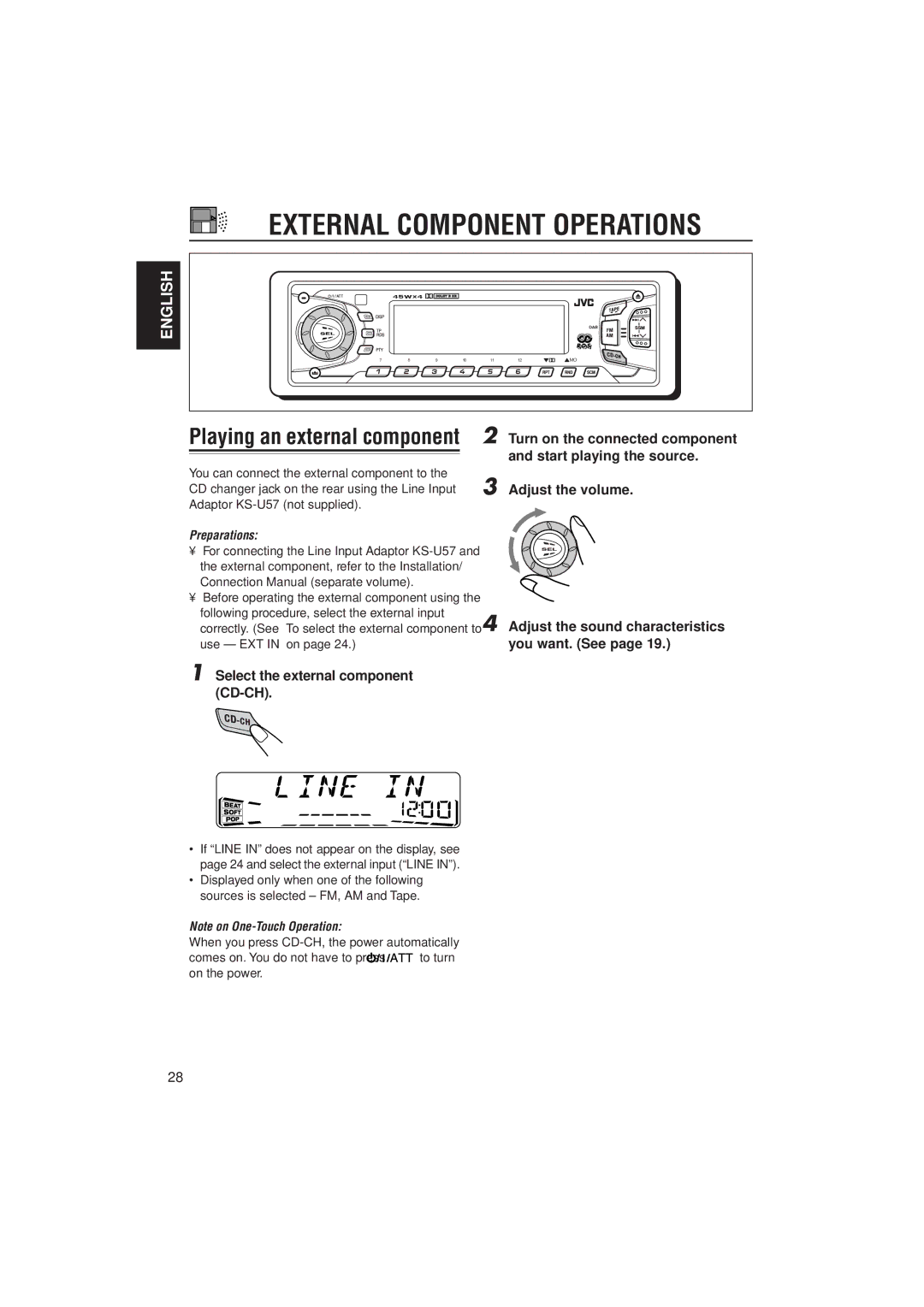 JVC KS-FX822R manual External Component Operations, Select the external component CD-CH 