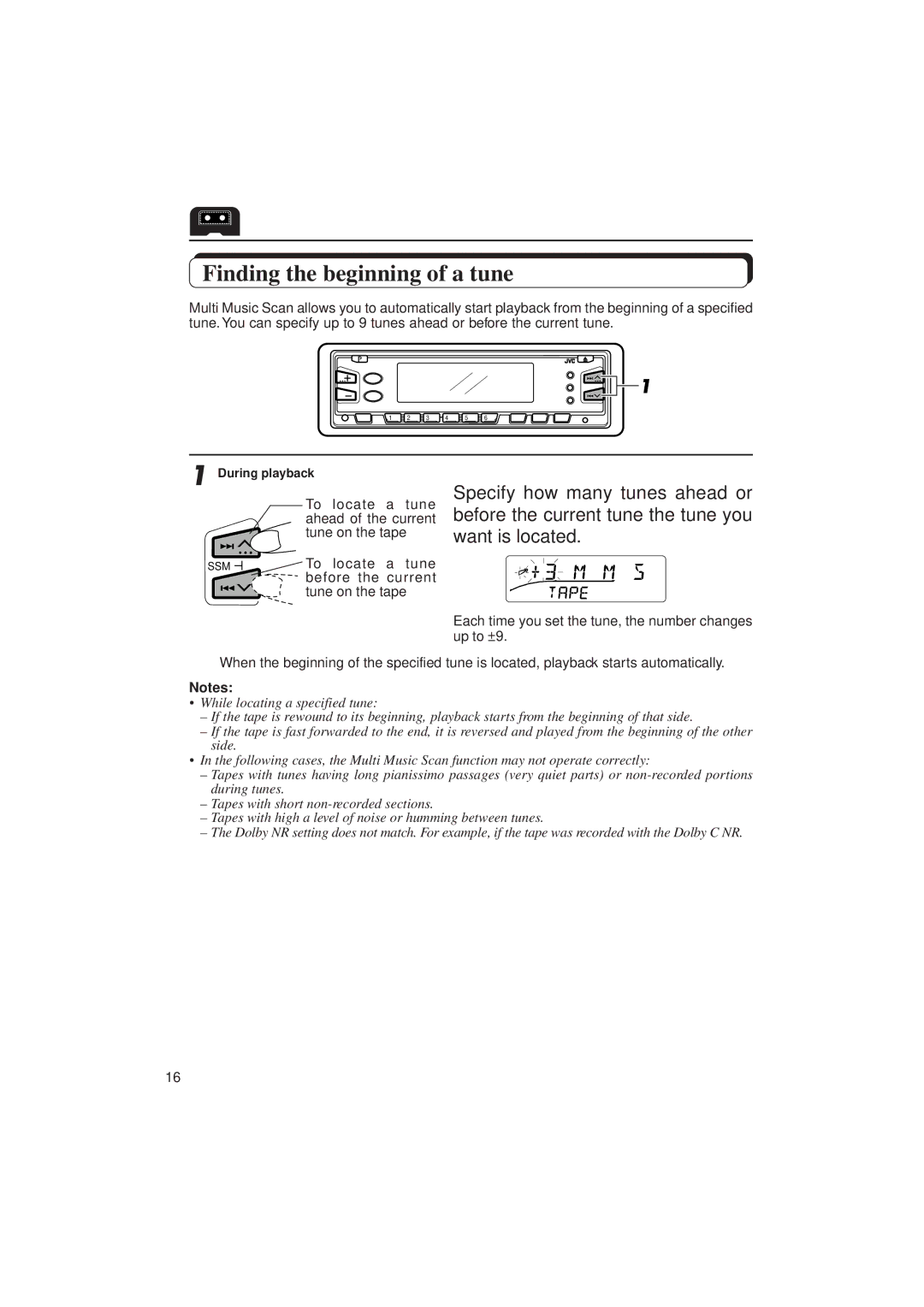 JVC KS-FX833R manual Finding the beginning of a tune 