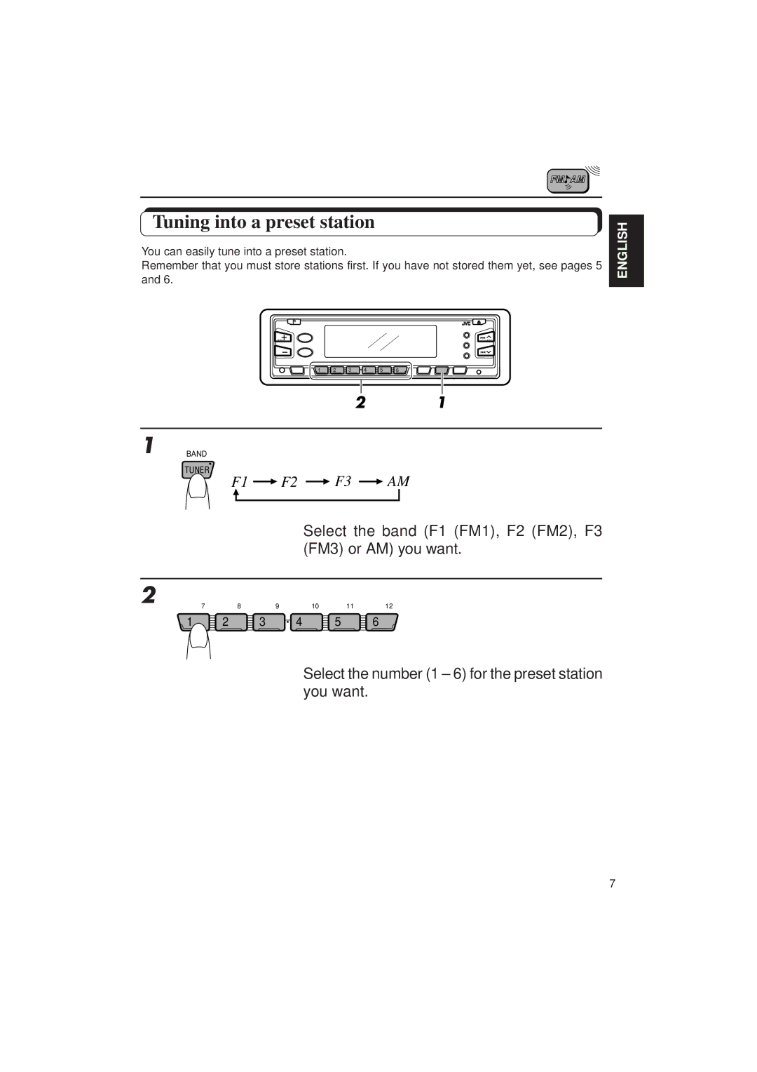 JVC KS-FX833R manual Tuning into a preset station 