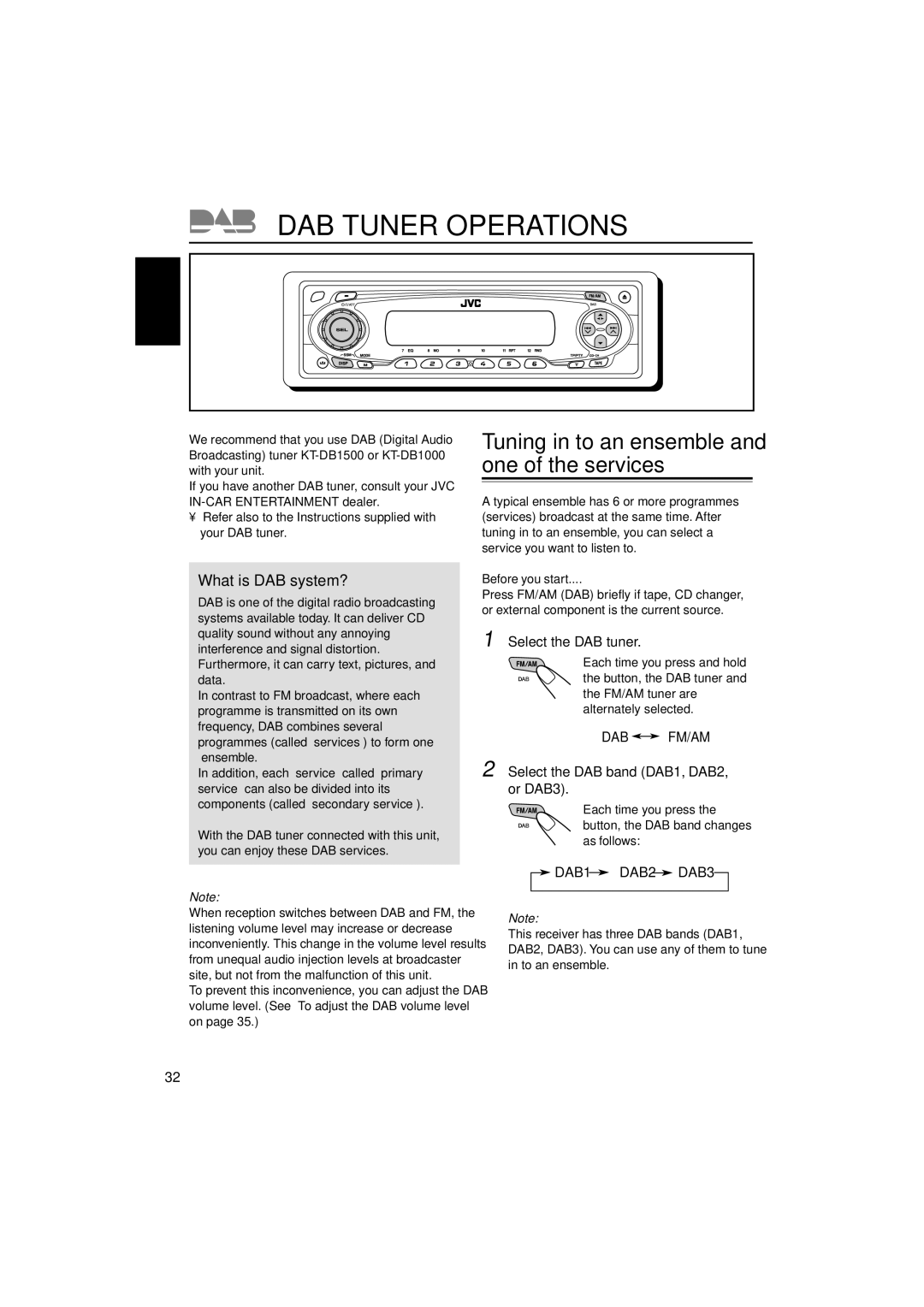 JVC KS-FX845R manual DAB Tuner Operations, What is DAB system?, Dab Fm/Am 