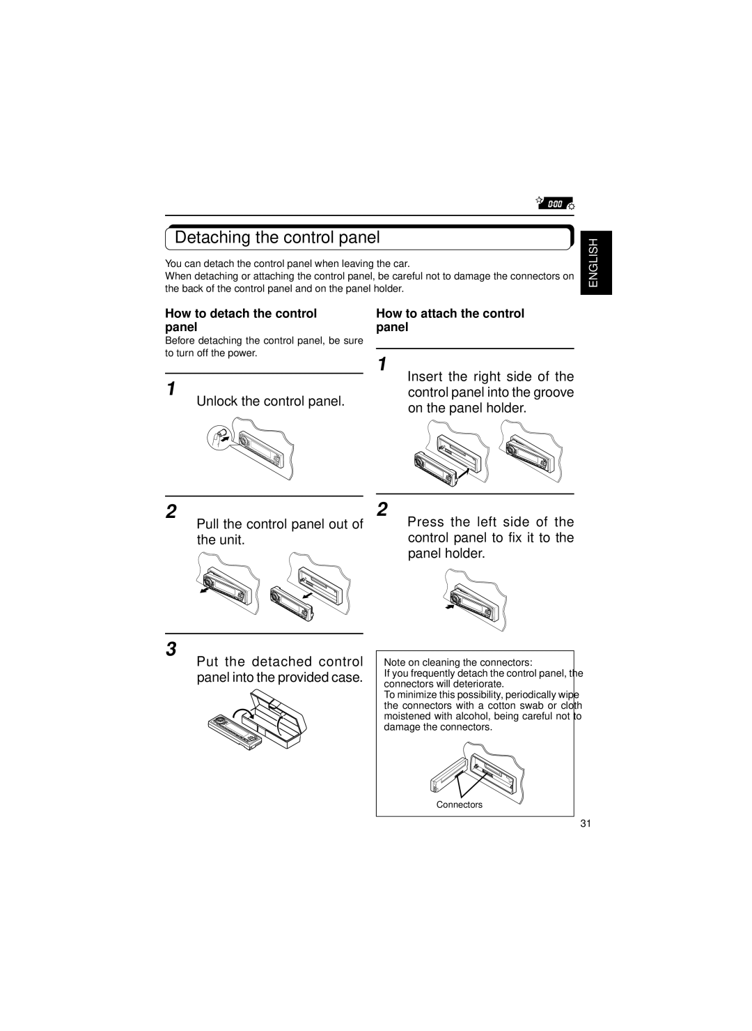 JVC KS-FX835R, KS-FX850R, KS-FX820R Detaching the control panel, Unlock the control panel, How to detach the control panel 