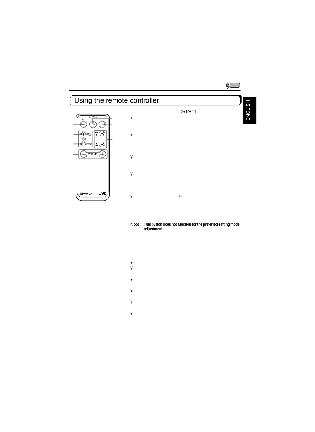 JVC KS-FX820R, KS-FX850R, KS-FX834R, KS-FX835R manual Using the remote controller 