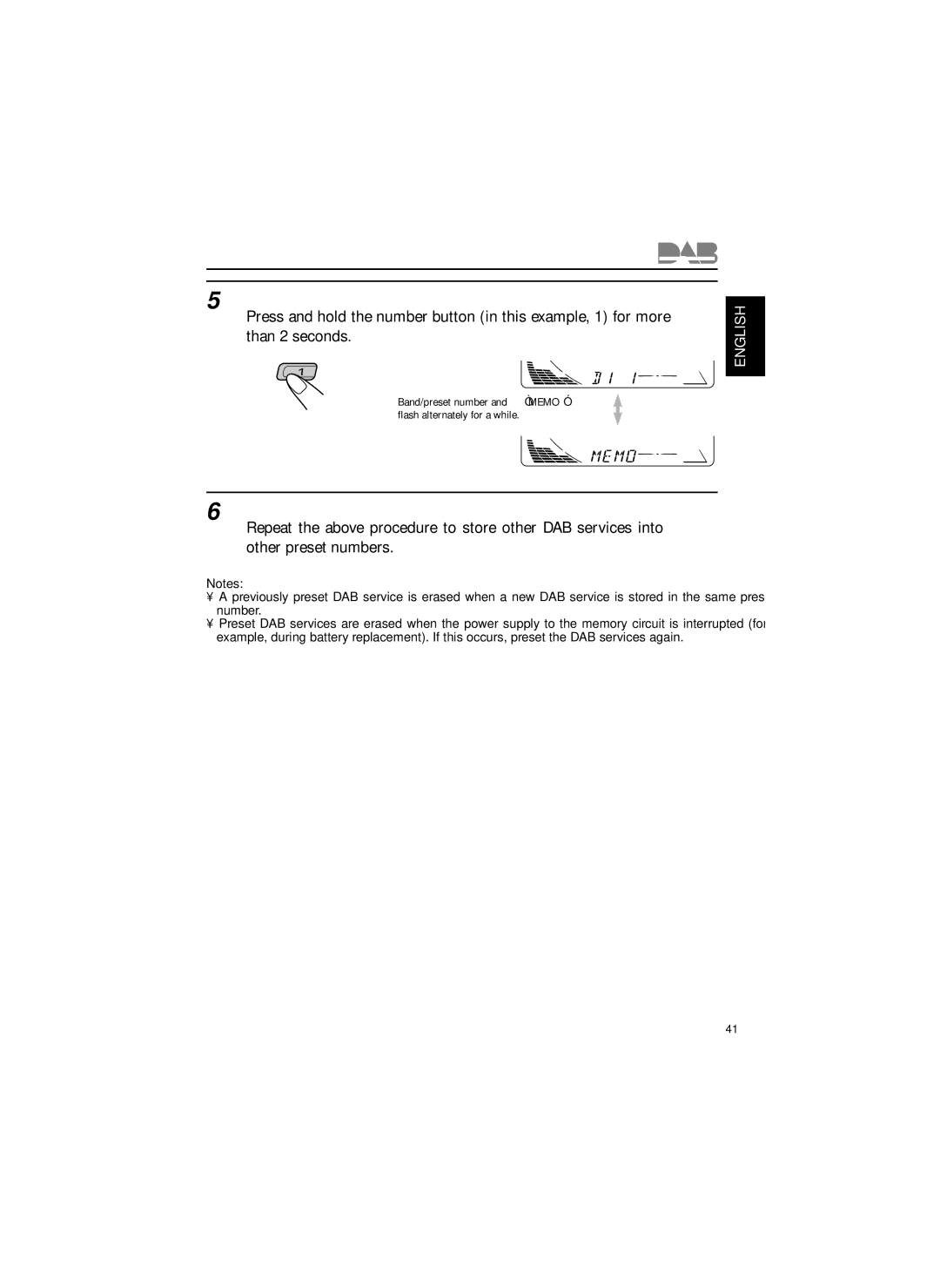 JVC KS-FX820R, KS-FX850R, KS-FX834R, KS-FX835R manual Band/preset number and Memo flash alternately for a while 