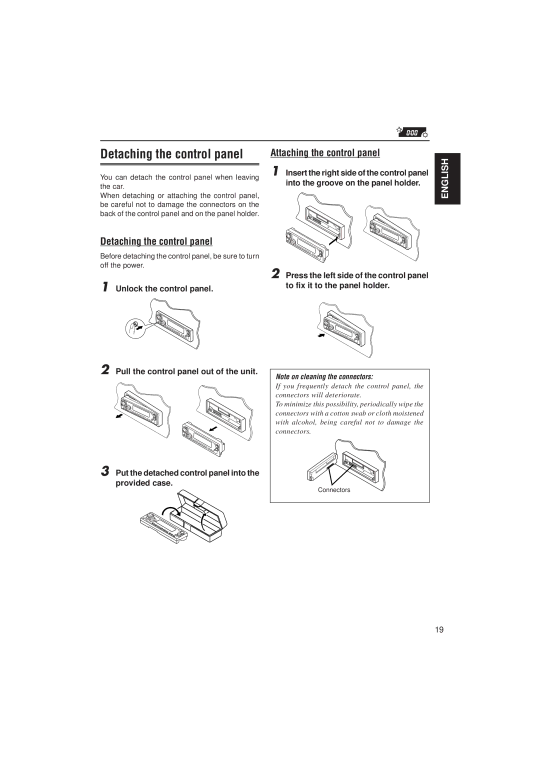 JVC KS-FX811, KS-FX911 manual Attaching the control panel, Detaching the control panel 