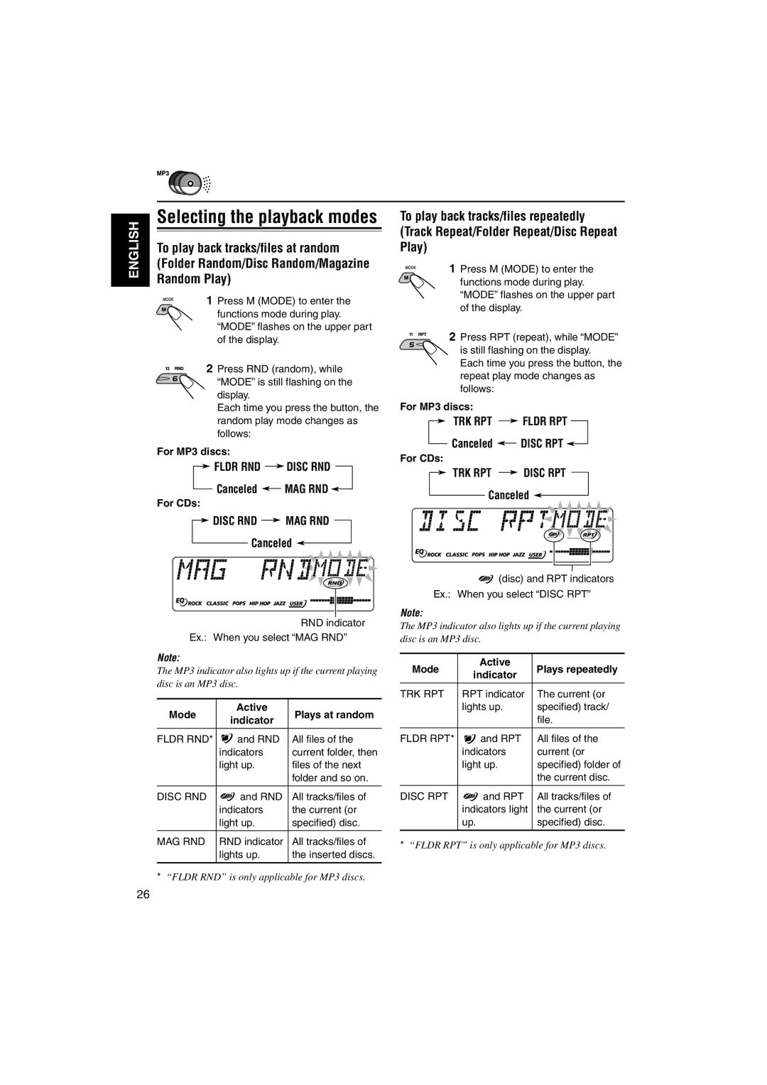 JVC KS-FX921 manual To play back tracks/files at random, Random Play, Folder Random/Disc Random/Magazine, Canceled 