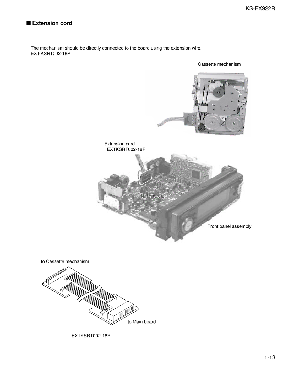 JVC KS-FX922R service manual Extension cord 