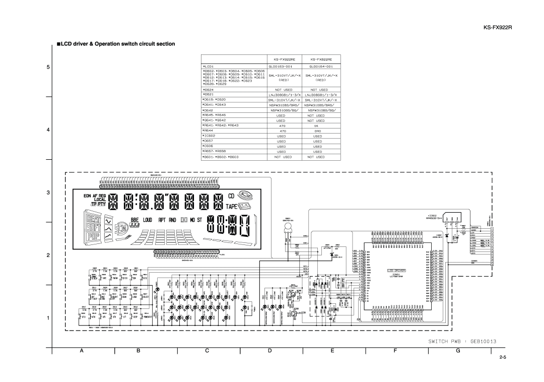 JVC KS-FX922R service manual LCD driver & Operation switch circuit section 