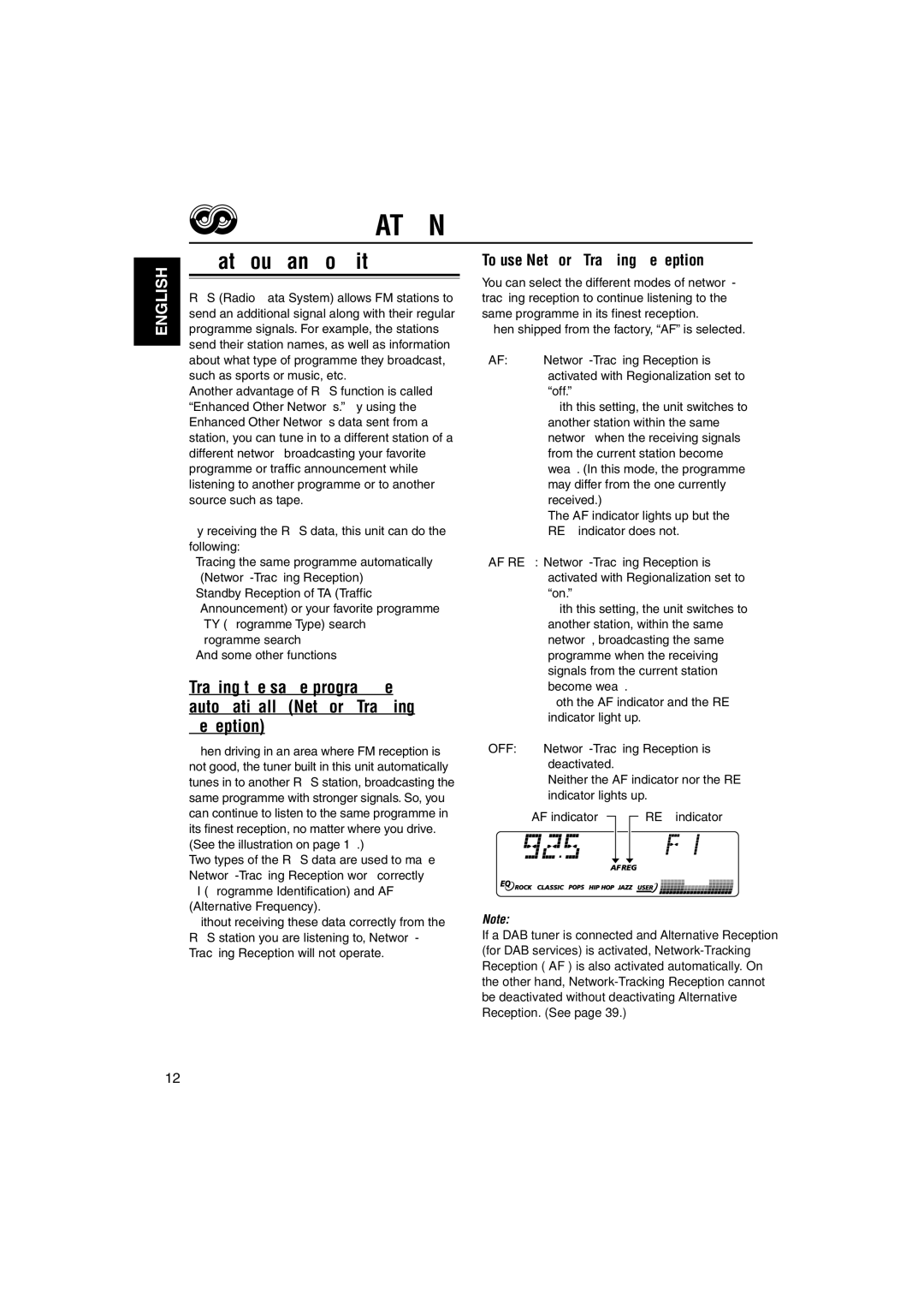 JVC KS-FX942R manual RDS Operations, What you can do with RDS, To use Network-Tracking Reception 