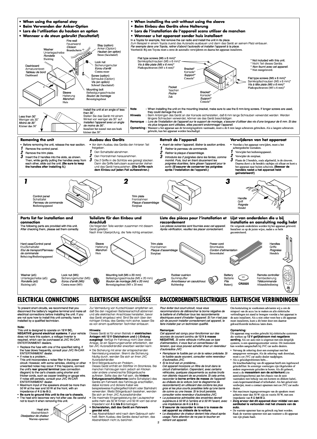 JVC KS-FX942R manual Electrical Connections 
