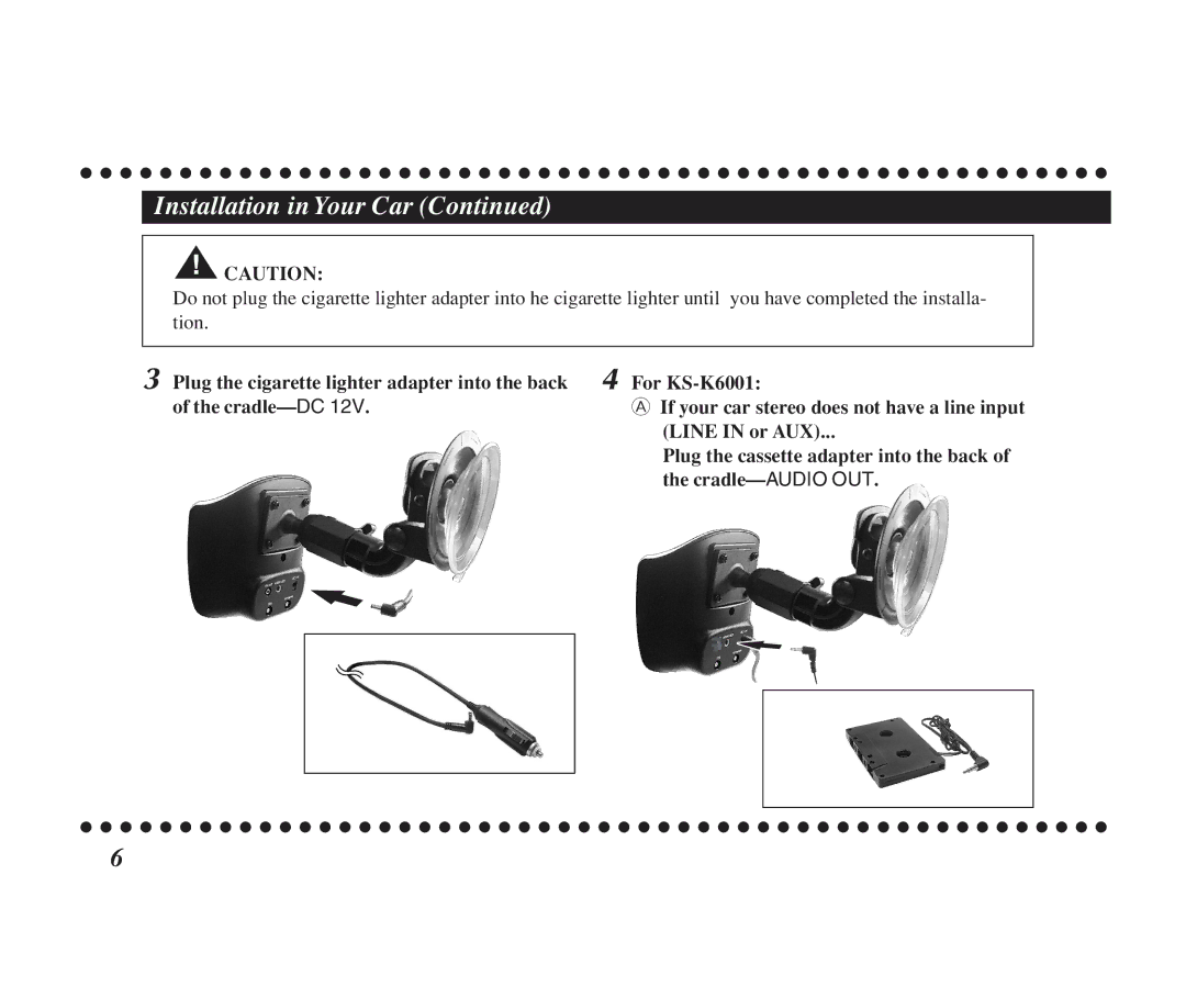 JVC KS-K6002, KS-K6001 manual Installation in Your Car 