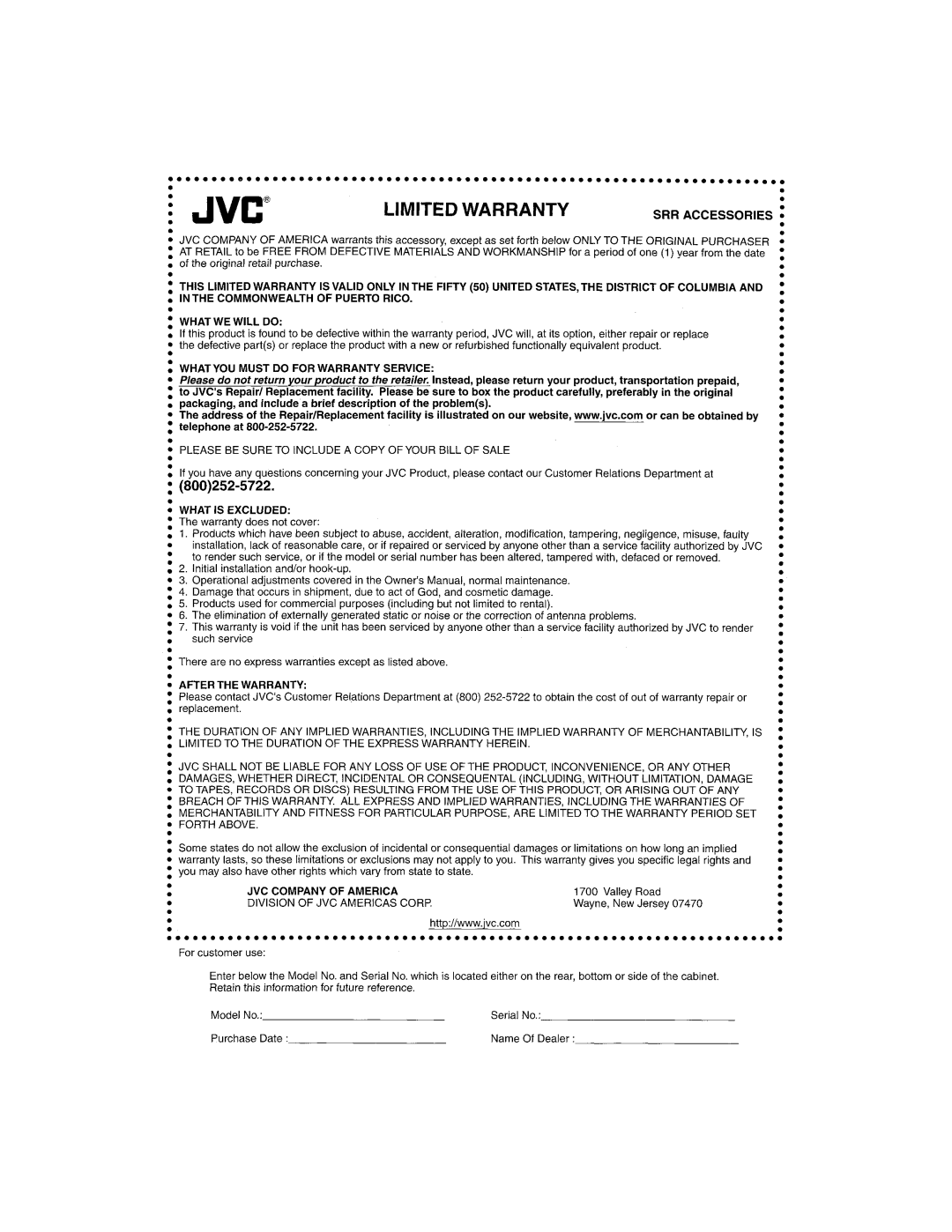 JVC KS-K6002, KS-K6001 manual 