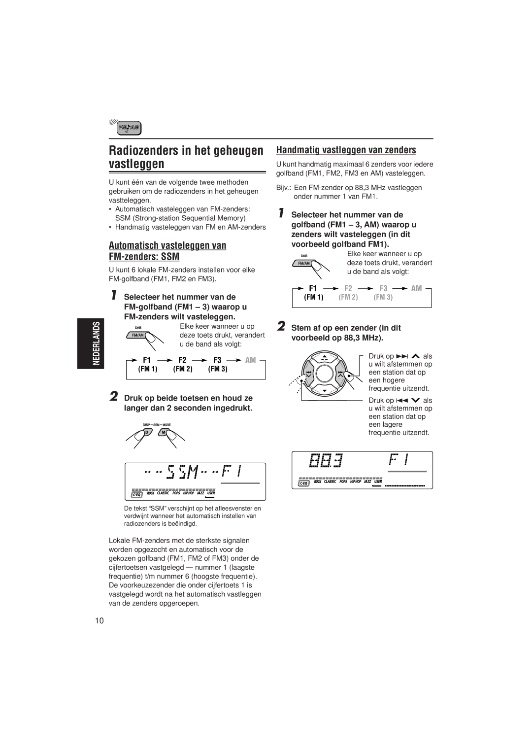 JVC KS-LH4R, KS-LH6R manual Radiozenders in het geheugen vastleggen, Automatisch vasteleggen van FM-zenders SSM 