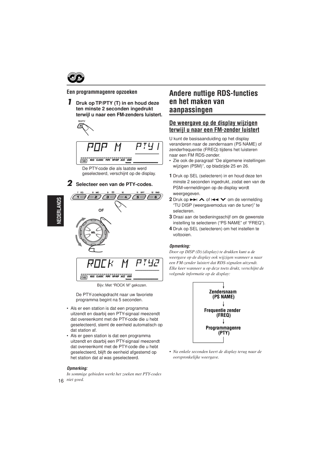 JVC KS-LH4R, KS-LH6R manual Andere nuttige RDS-functies en het maken van aanpassingen, Een programmagenre opzoeken 