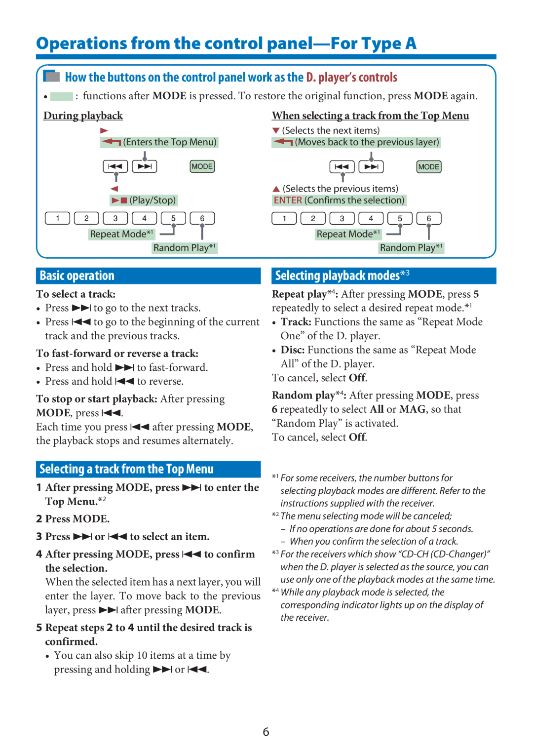 JVC KS-PD100 manual Selecting a track from the Top Menu, To stop or start playback After pressing MODE, press 