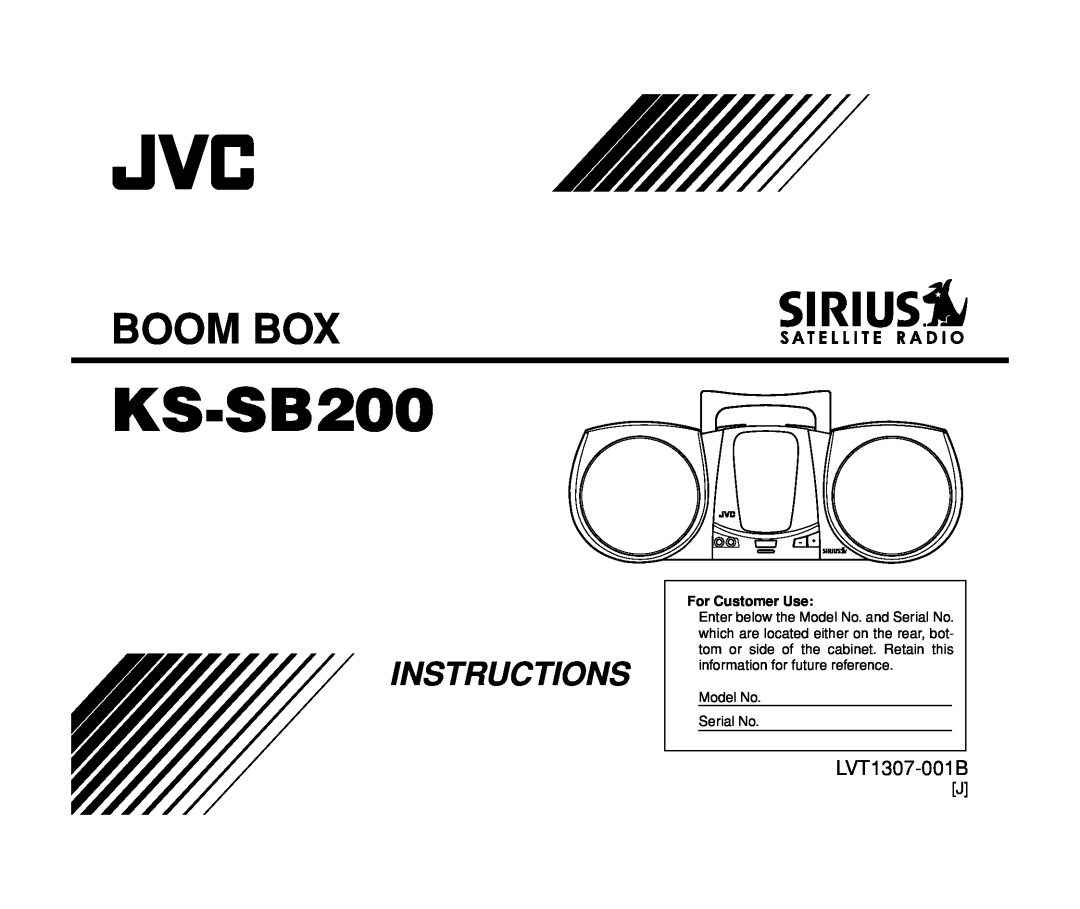 JVC KS-SB200 manual Boom Box, Instructions, LVT1307-001B, For Customer Use 