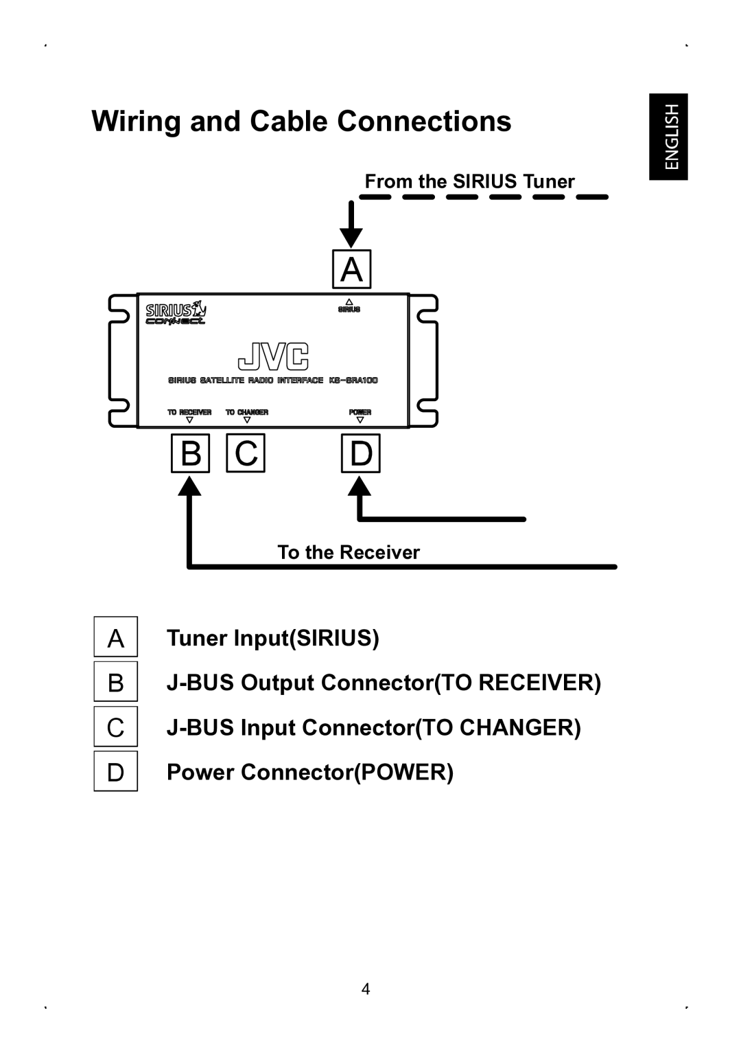 JVC KS-SRA100 manual Wiring and Cable Connections 