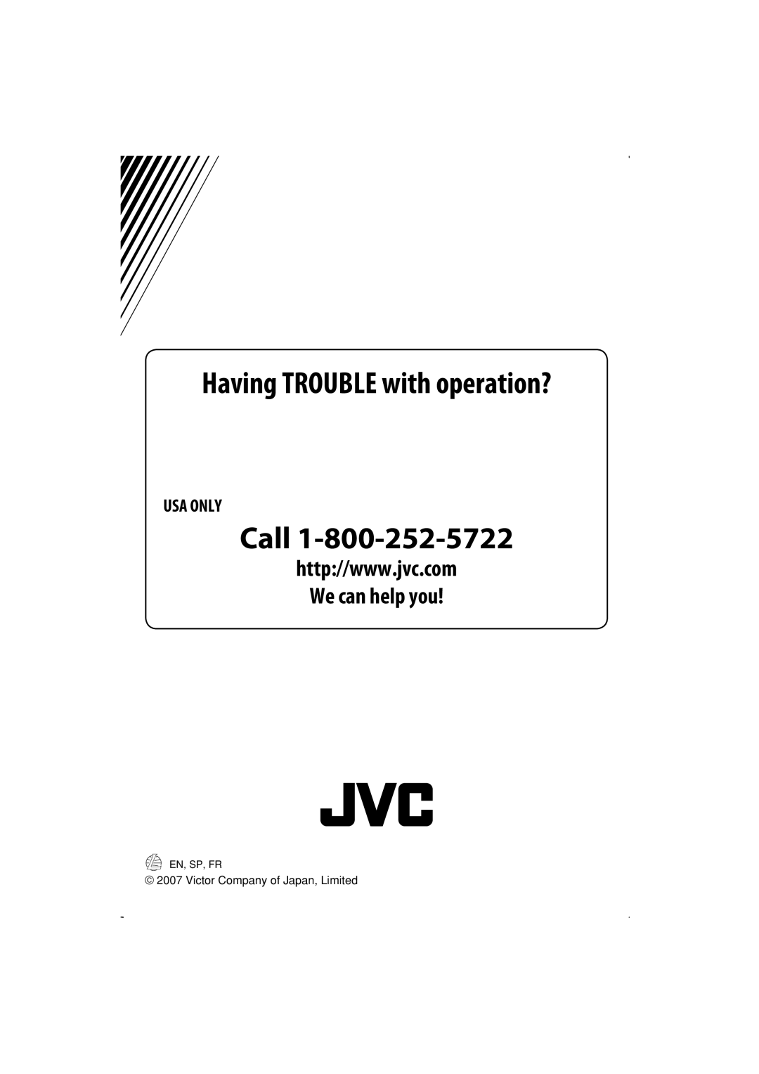 JVC KS-SRA100 manual We can help you 