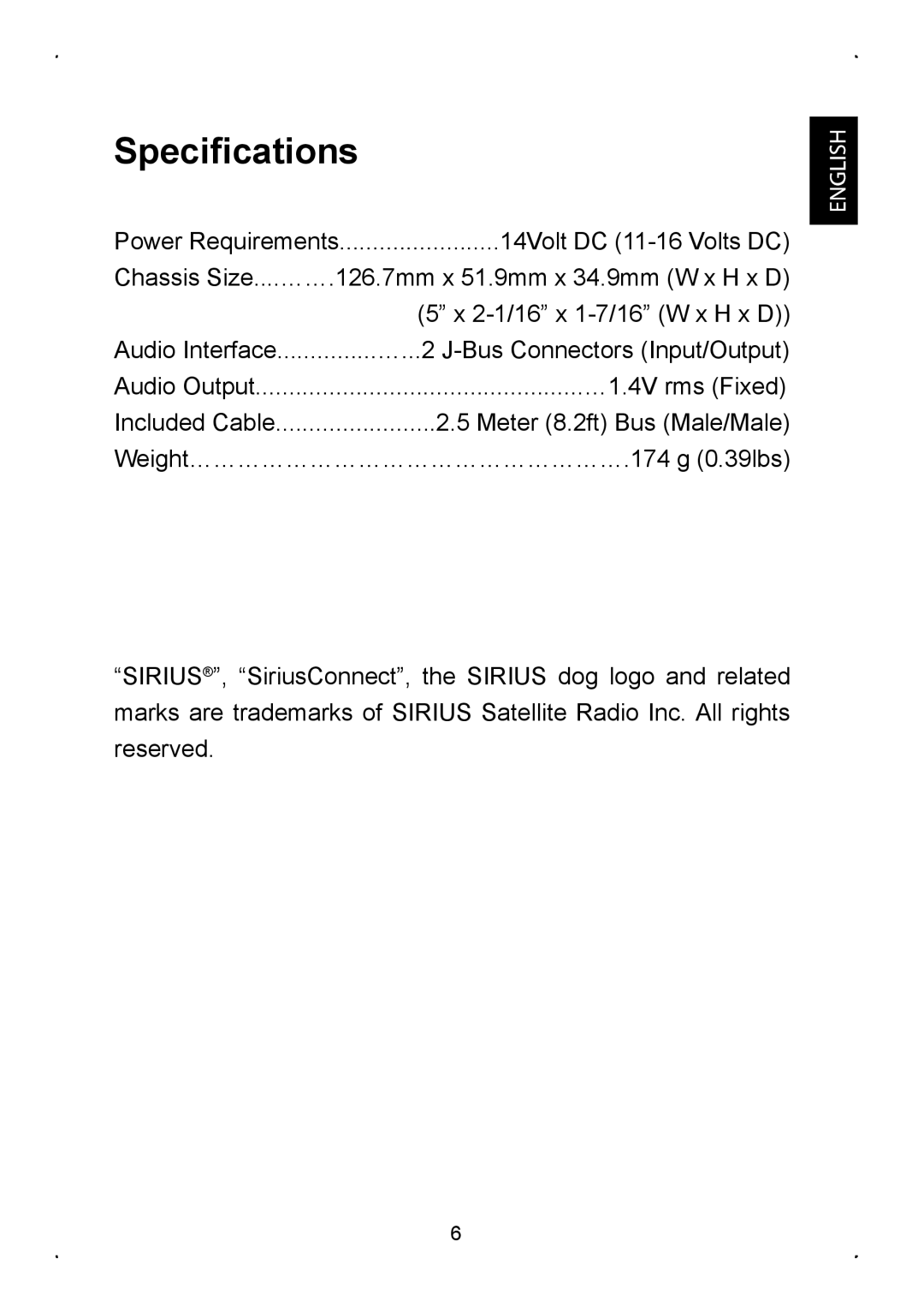 JVC KS-SRA100 manual Specifications 