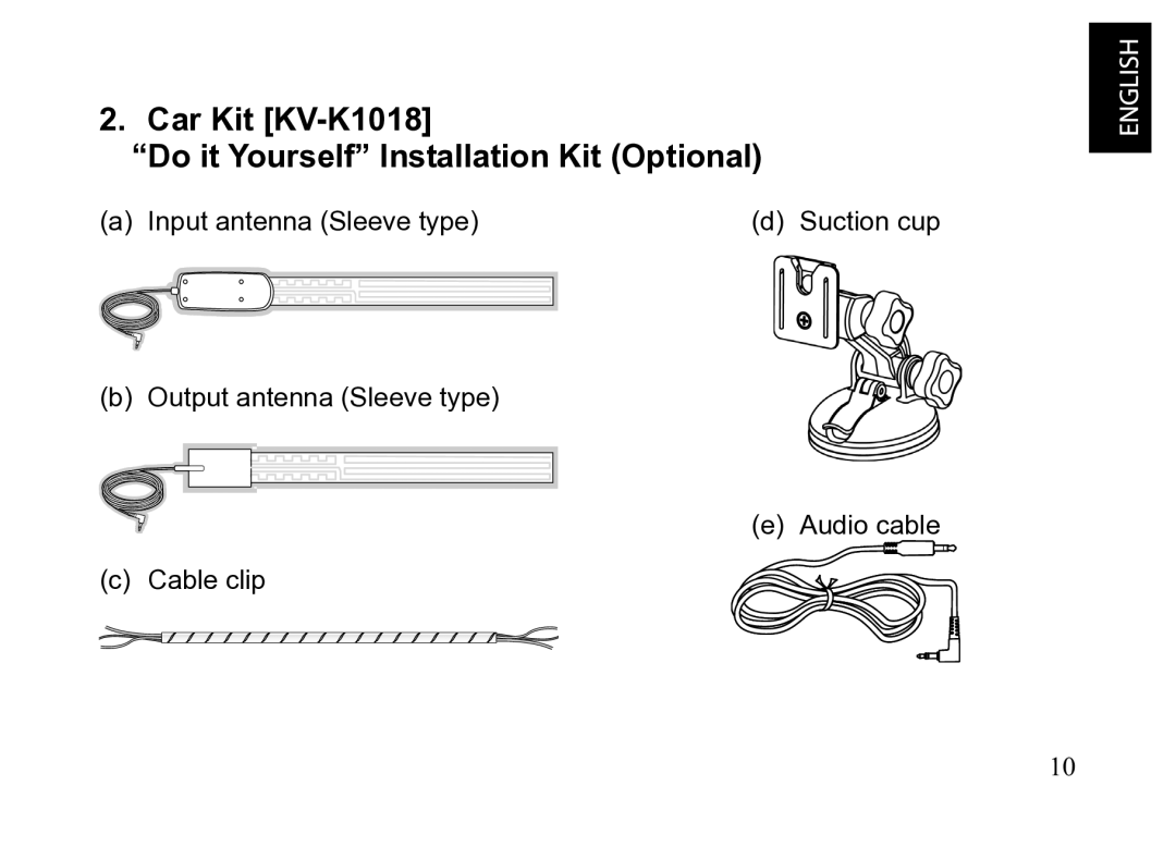 JVC KT-HDP1 manual Car Kit KV-K1018 Do it Yourself Installation Kit Optional 