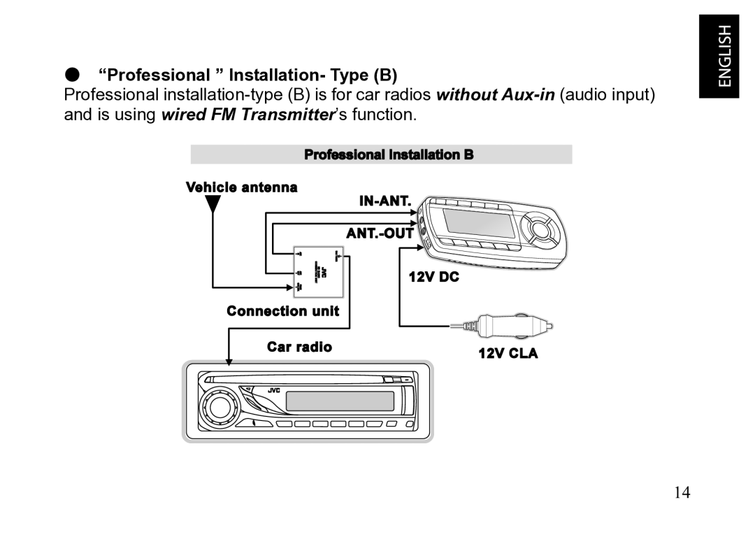 JVC KT-HDP1 manual Professional Installation- Type B 