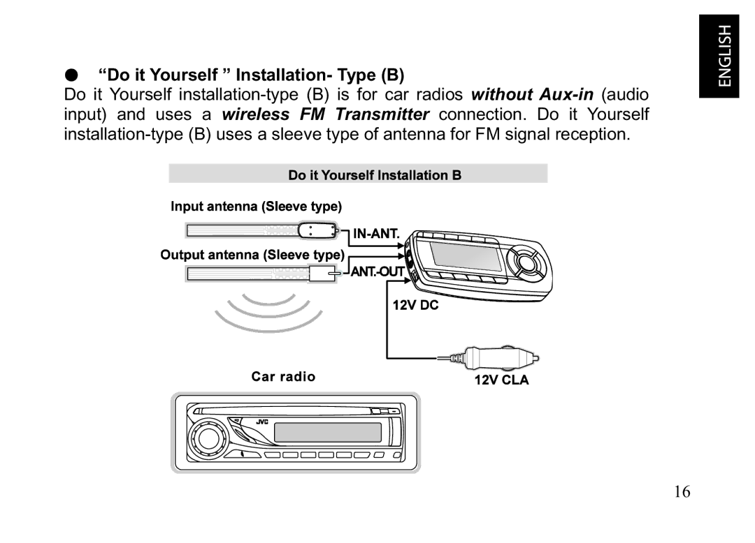 JVC KT-HDP1 manual Do it Yourself Installation- Type B 