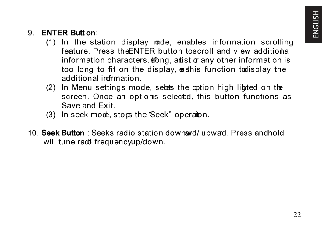 JVC KT-HDP1 manual Enter Button 