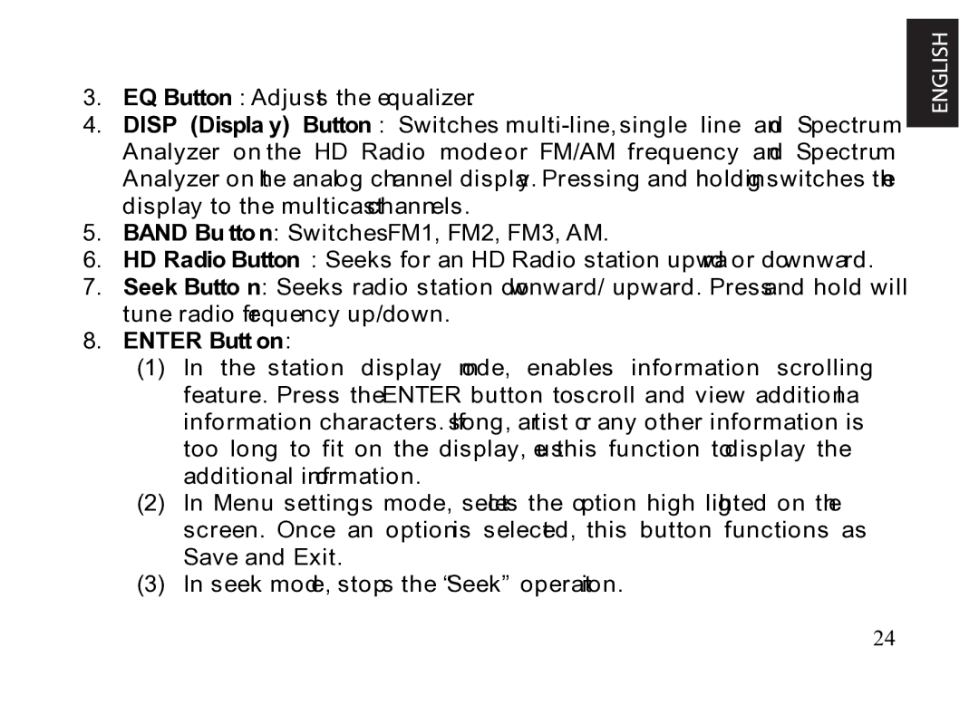 JVC KT-HDP1 manual Enter Button 