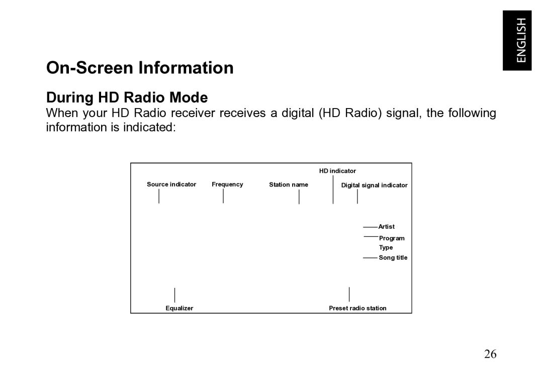 JVC KT-HDP1 manual On-Screen Information, During HD Radio Mode 