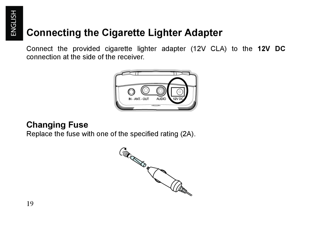 JVC KT-HDP1 manual Connecting the Cigarette Lighter Adapter, Changing Fuse 