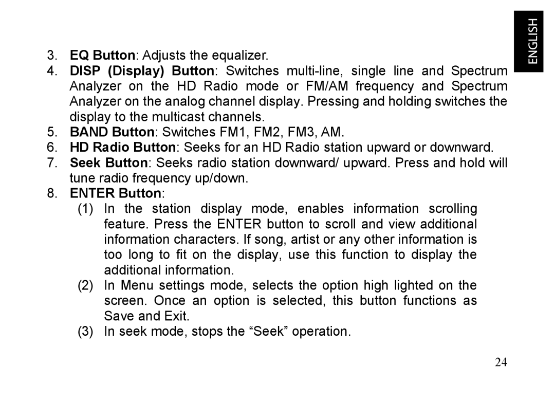 JVC KT-HDP1 manual ENTER Button 