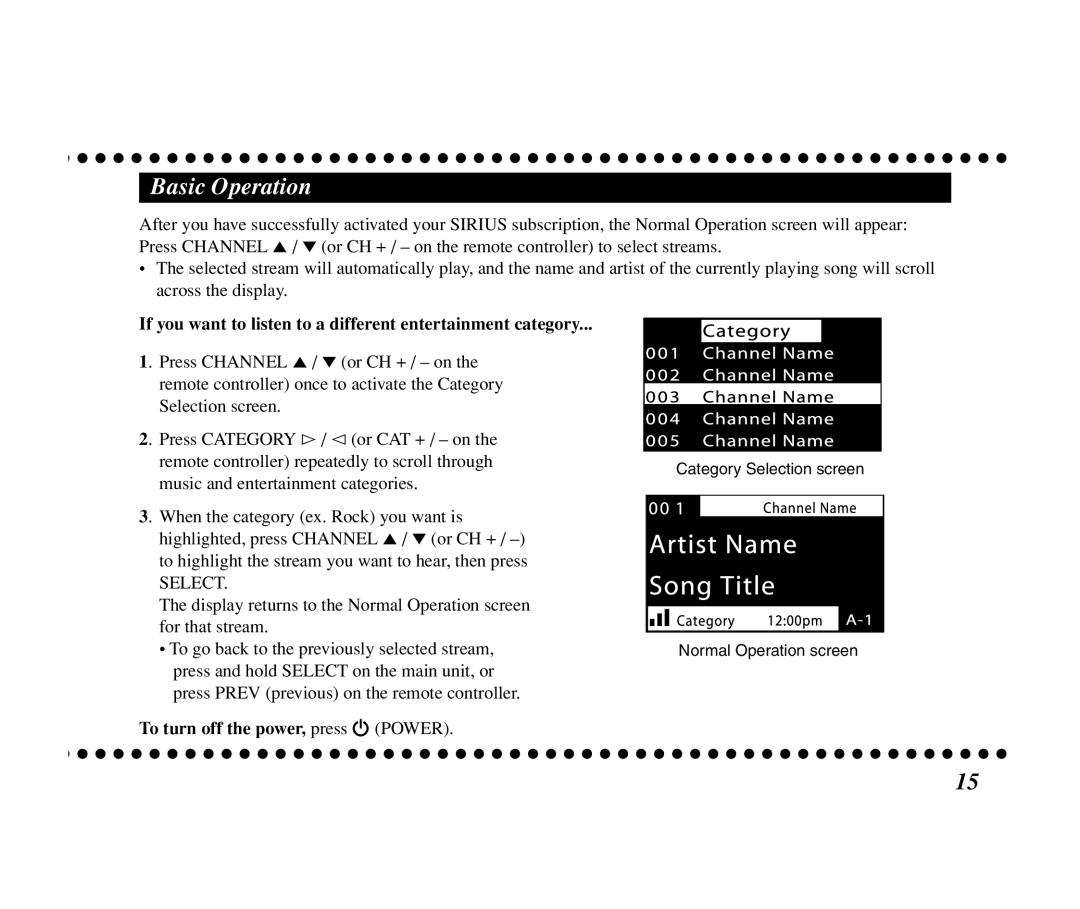 JVC KT-SR1000 manual Basic Operation, If you want to listen to a different entertainment category 