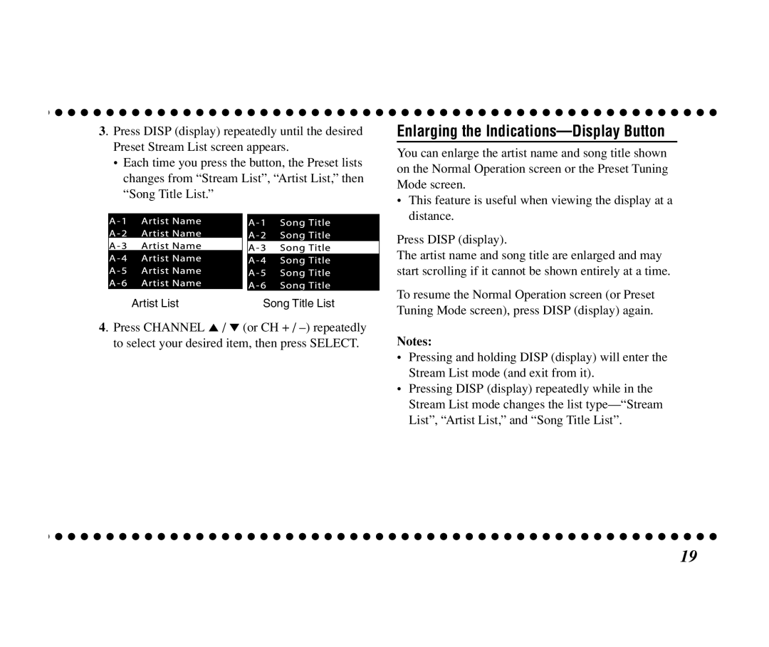 JVC KT-SR1000 manual Enlarging the Indications-Display Button 