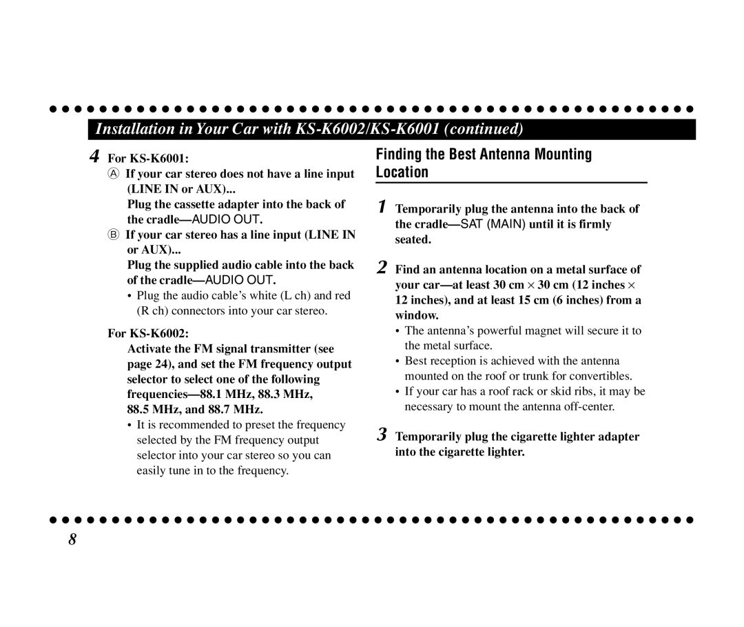 JVC KT-SR1000 manual Finding the Best Antenna Mounting Location 