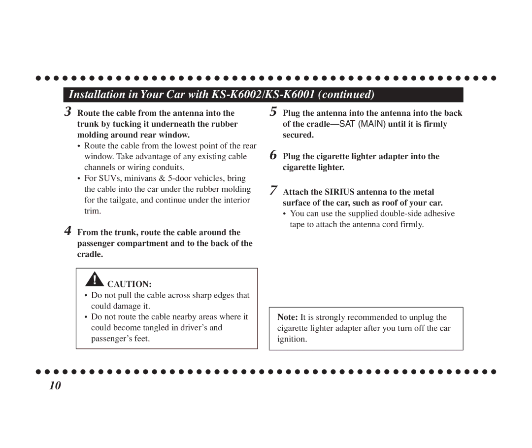 JVC KT-SR1000 manual Installation in Your Car with KS-K6002/KS-K6001 