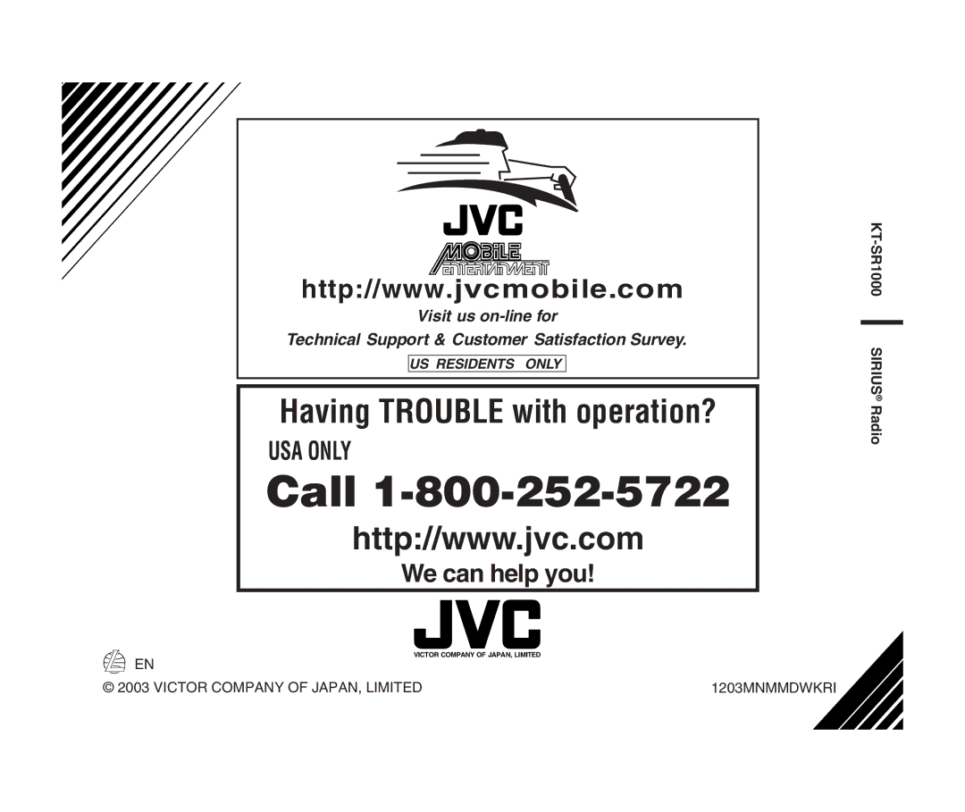 JVC KT-SR1000 manual Call 