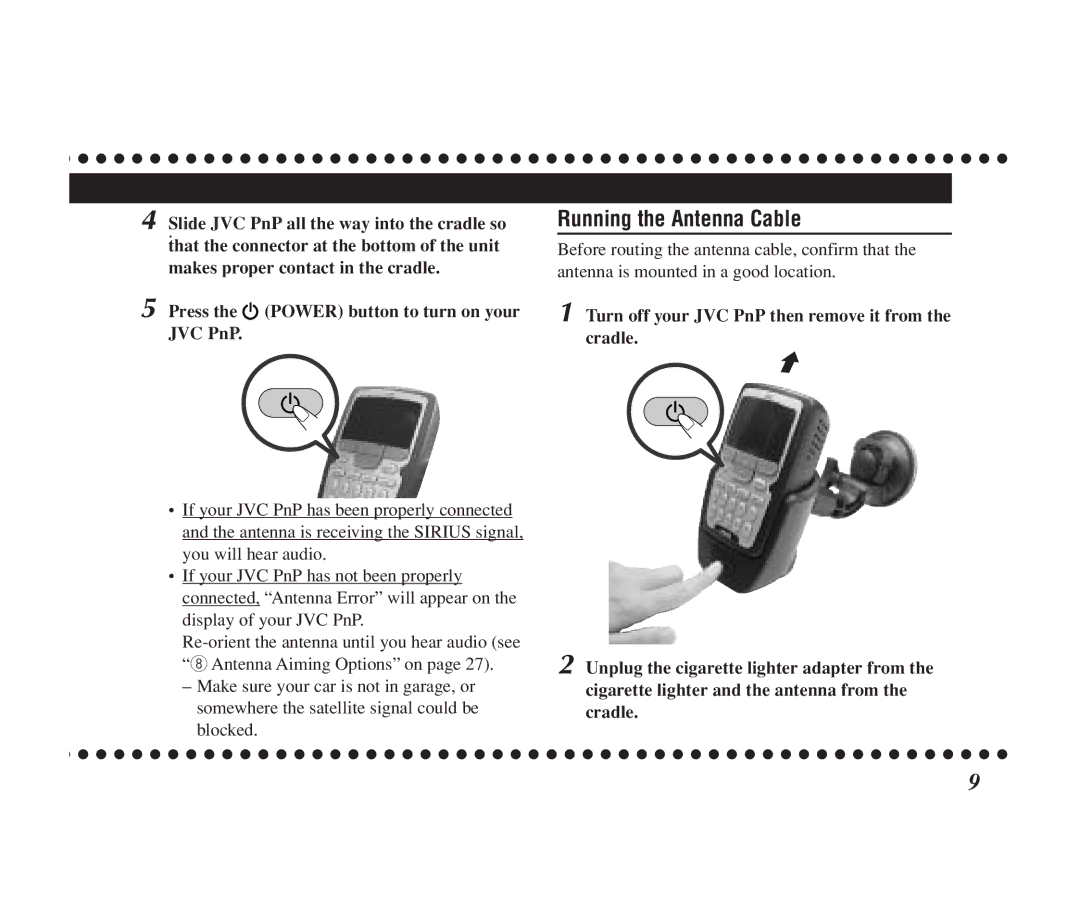 JVC KT-SR1000 manual Running the Antenna Cable 