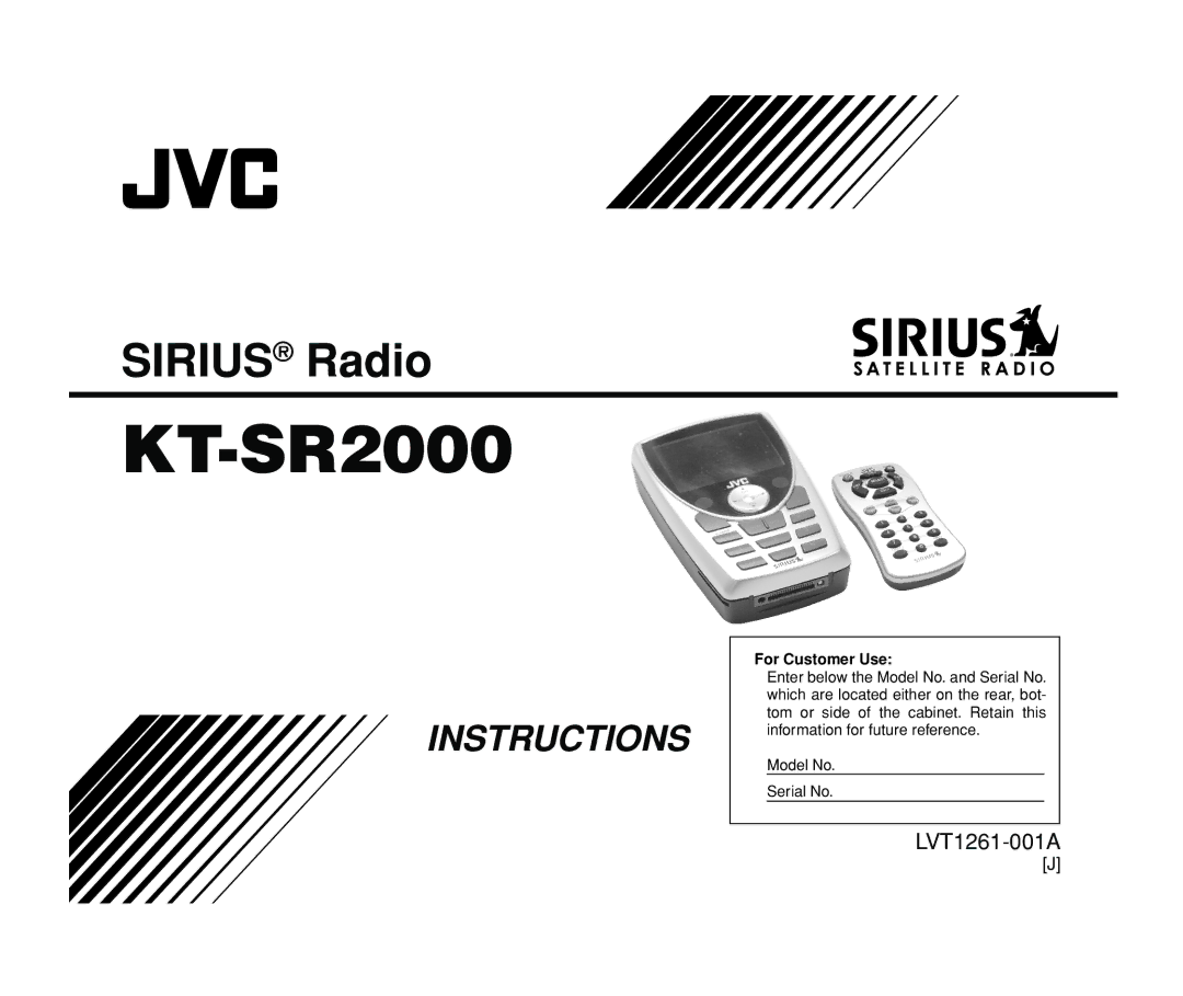 JVC KT-SR2000 manual 