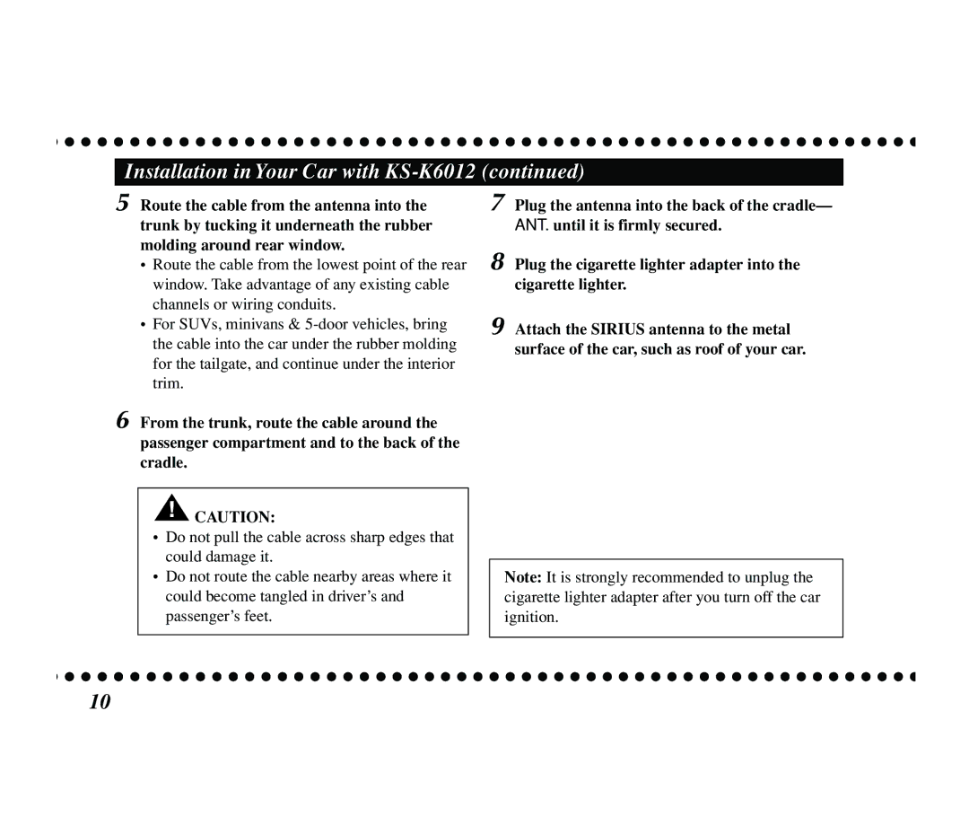 JVC KT-SR2000 manual Installation in Your Car with KS-K6012 