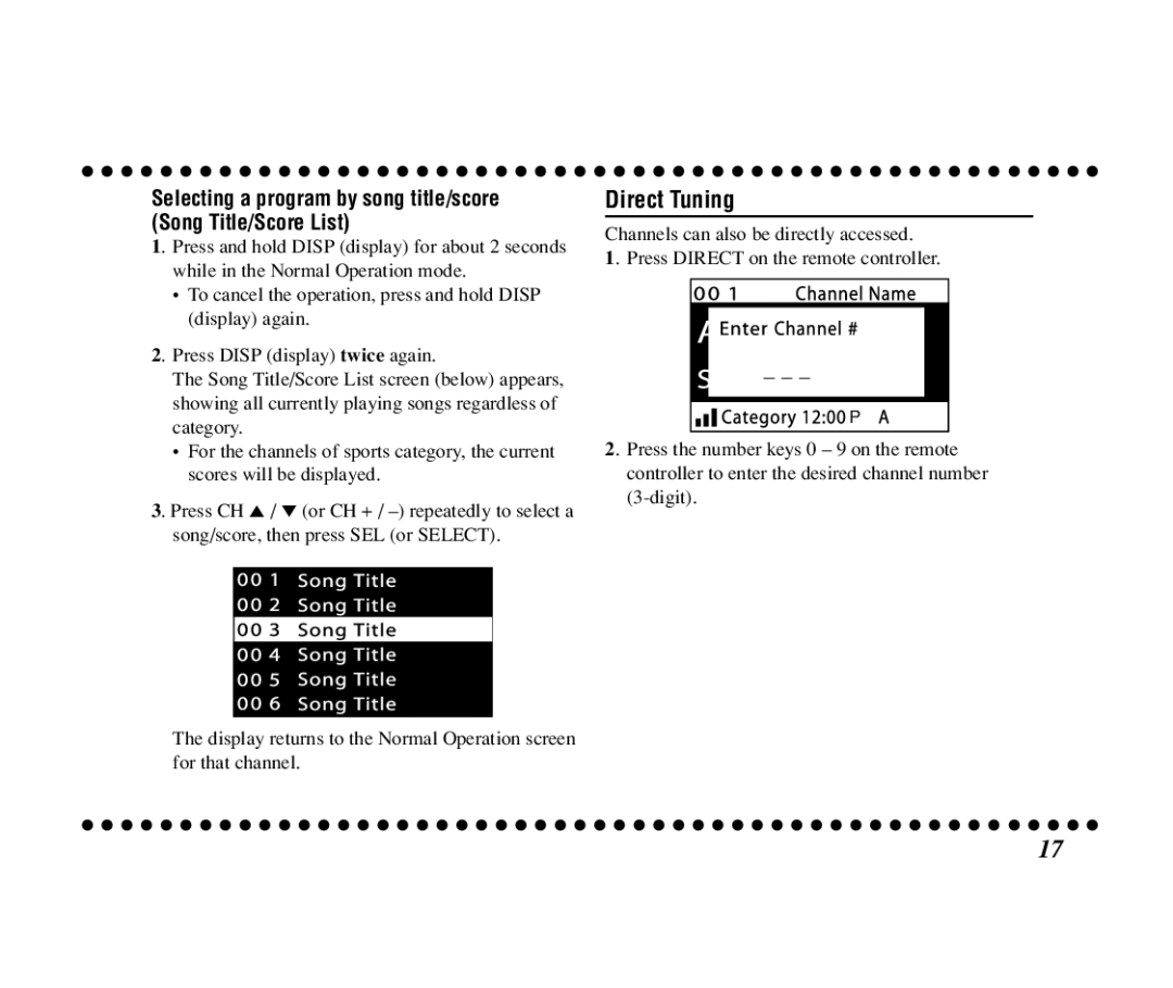 JVC KT-SR3000 manual Direct Tuning 