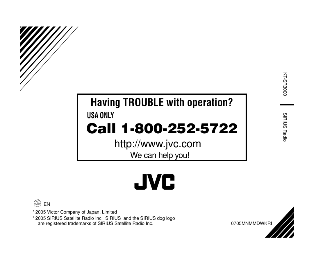 JVC KT-SR3000 manual Call 