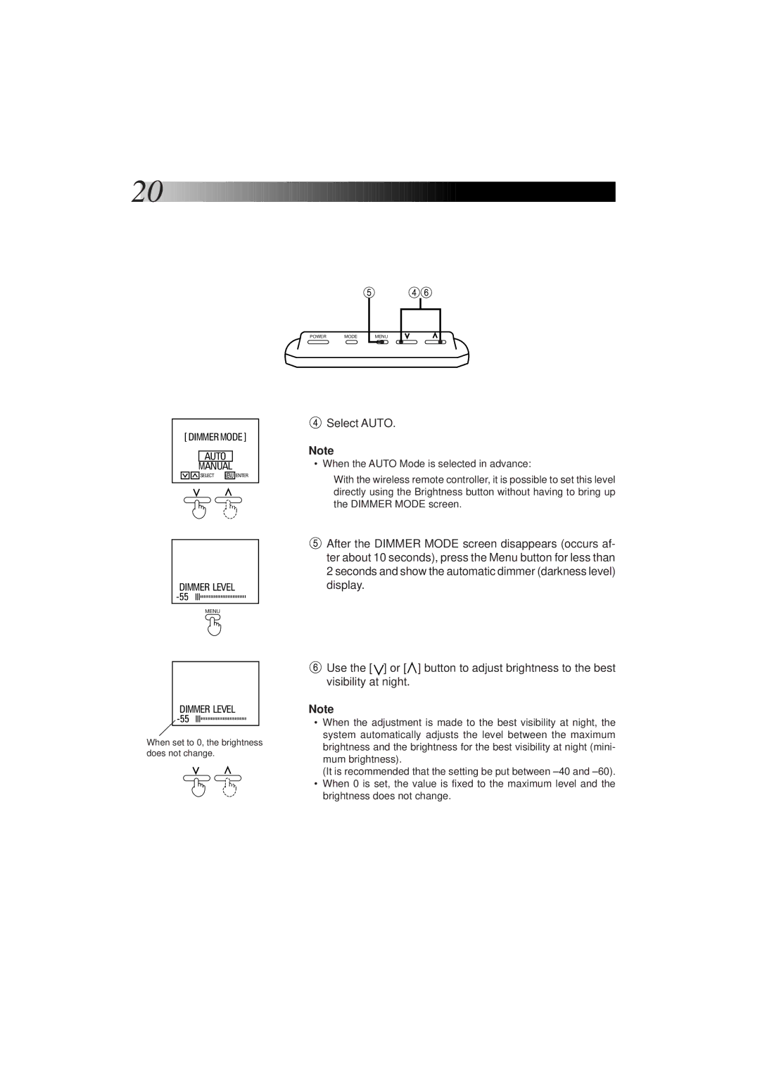 JVC KV-C1 manual When set to 0, the brightness does not change 