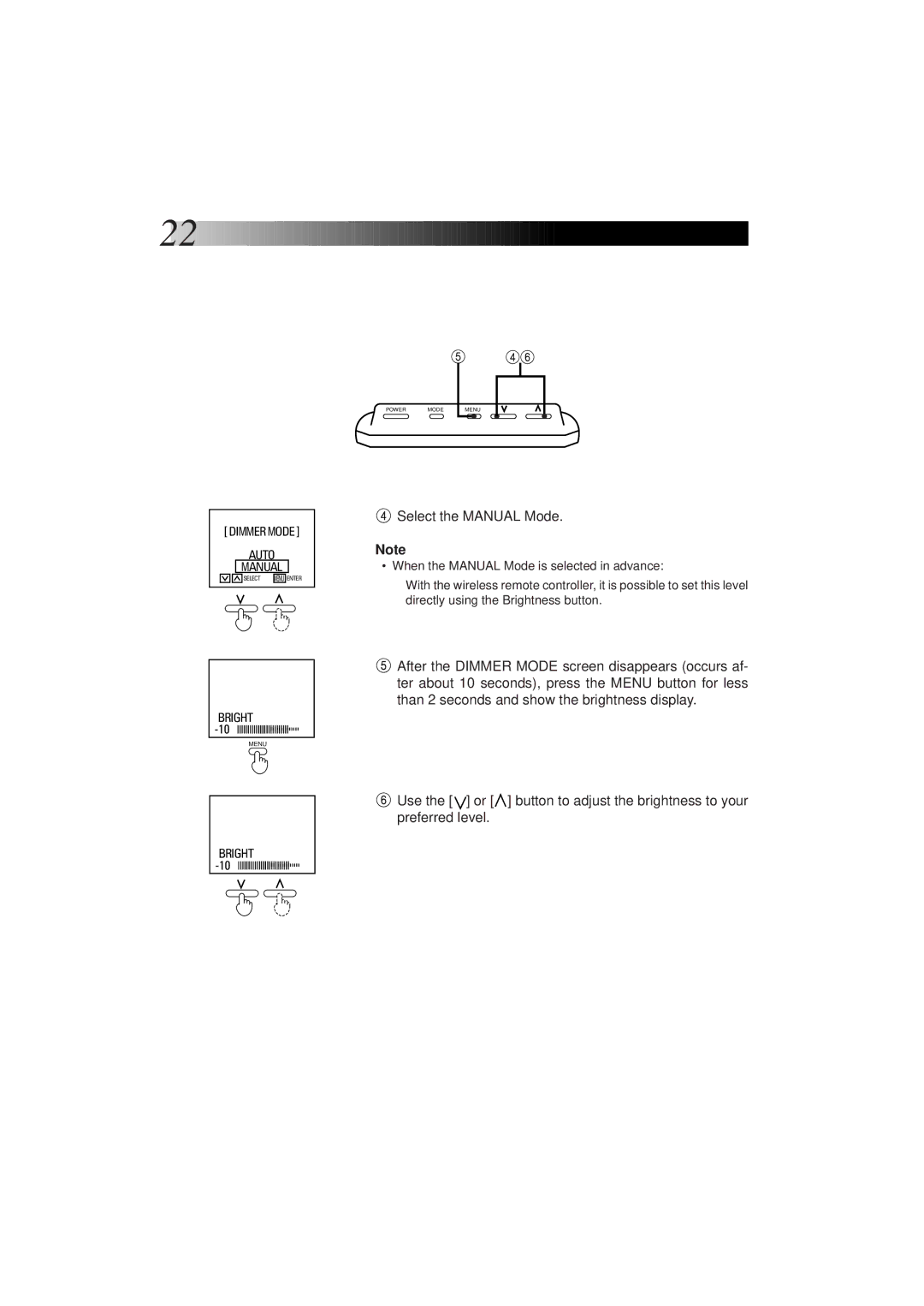 JVC KV-C1 manual Select the Manual Mode 