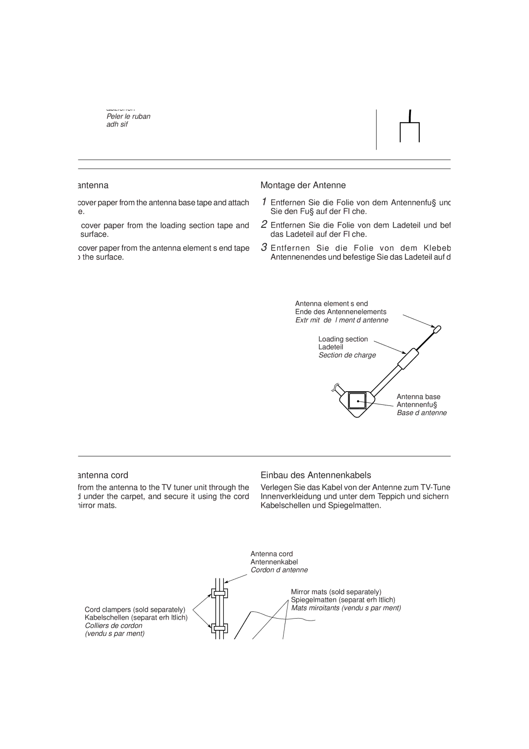 JVC KV-C10 manual Installing the antenna 