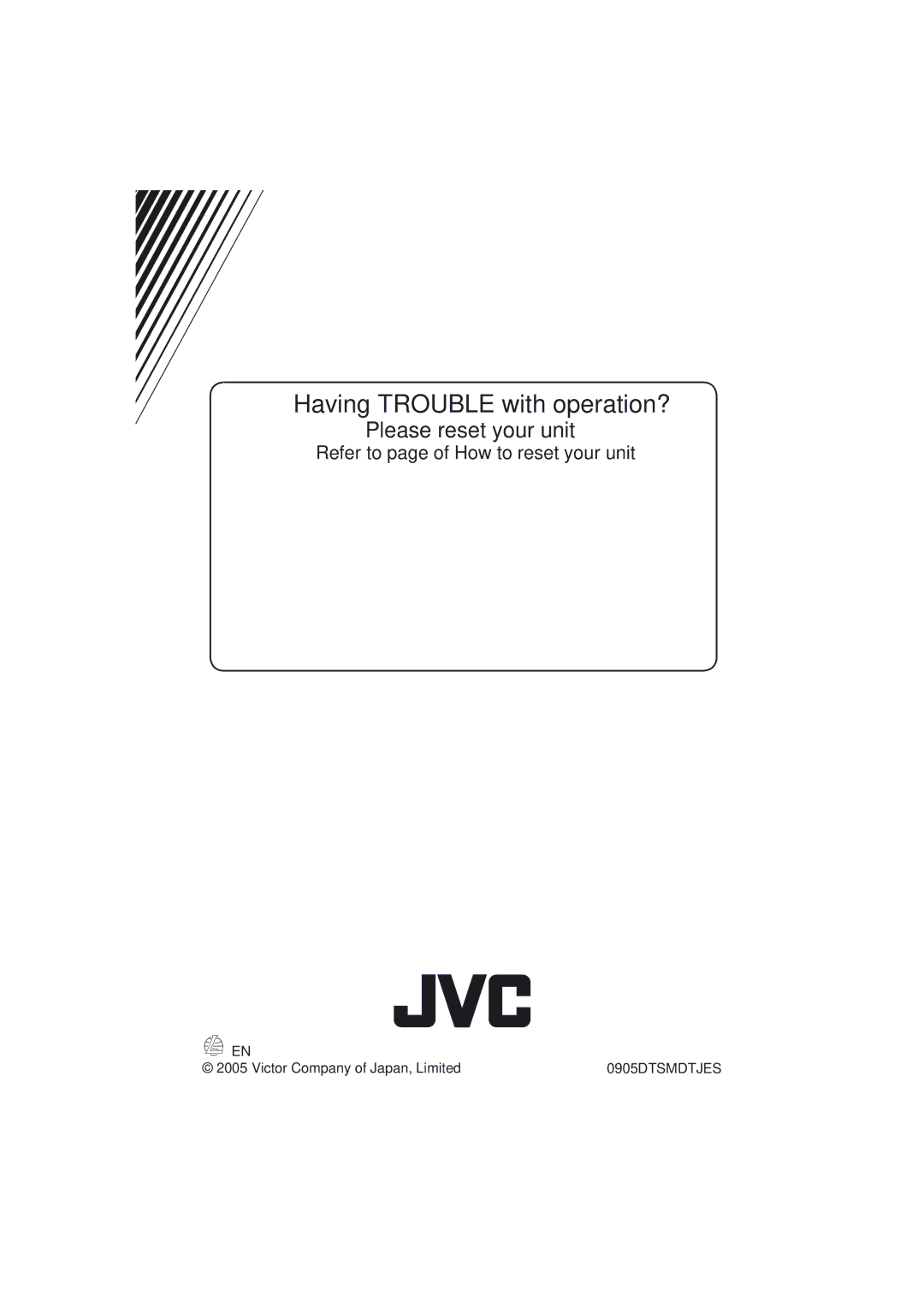 JVC KV-DT2000 manual Having Trouble with operation? 