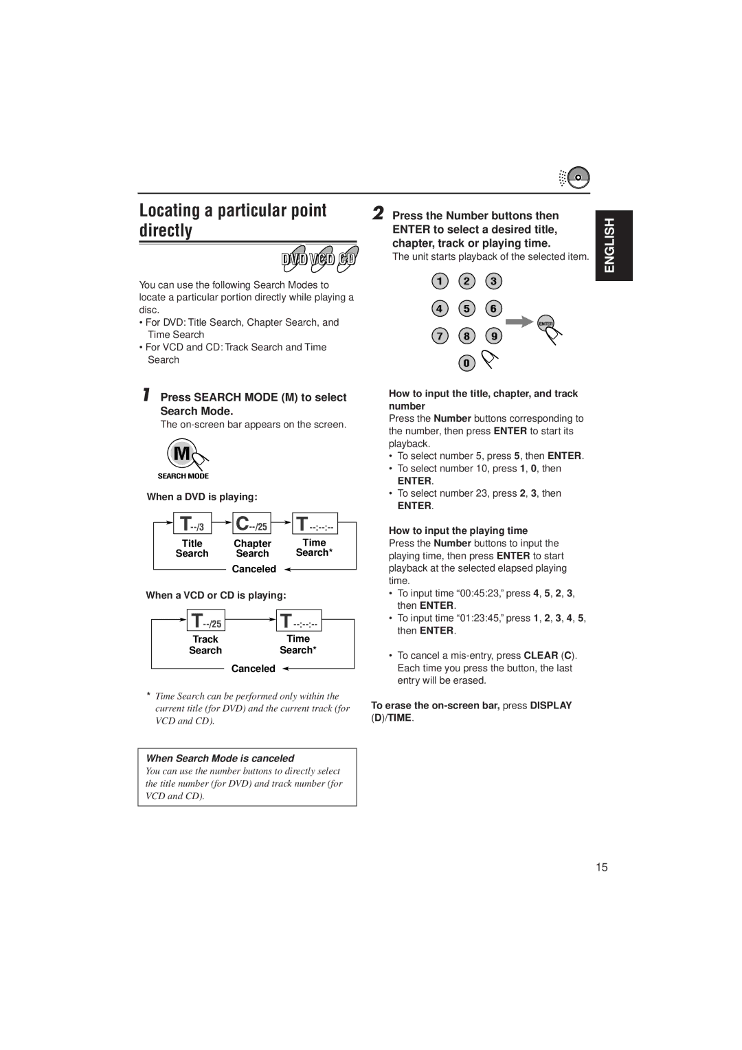 JVC KV-DV7 manual Locating a particular point, Directly 