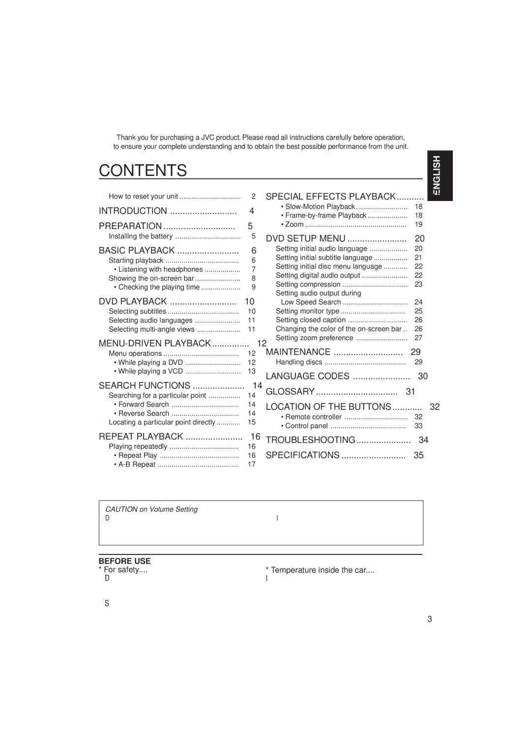 JVC KV-DV7 manual Contents 